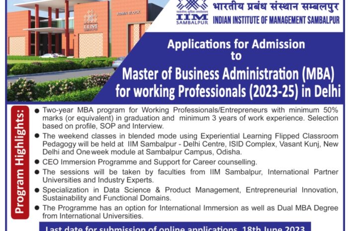 MBA for working professional IIM Samablpur LD June 18, 2023